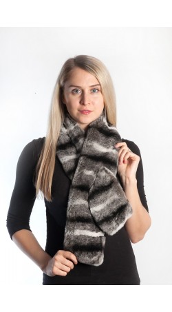 Rex Chinchilla fur scarf - striped